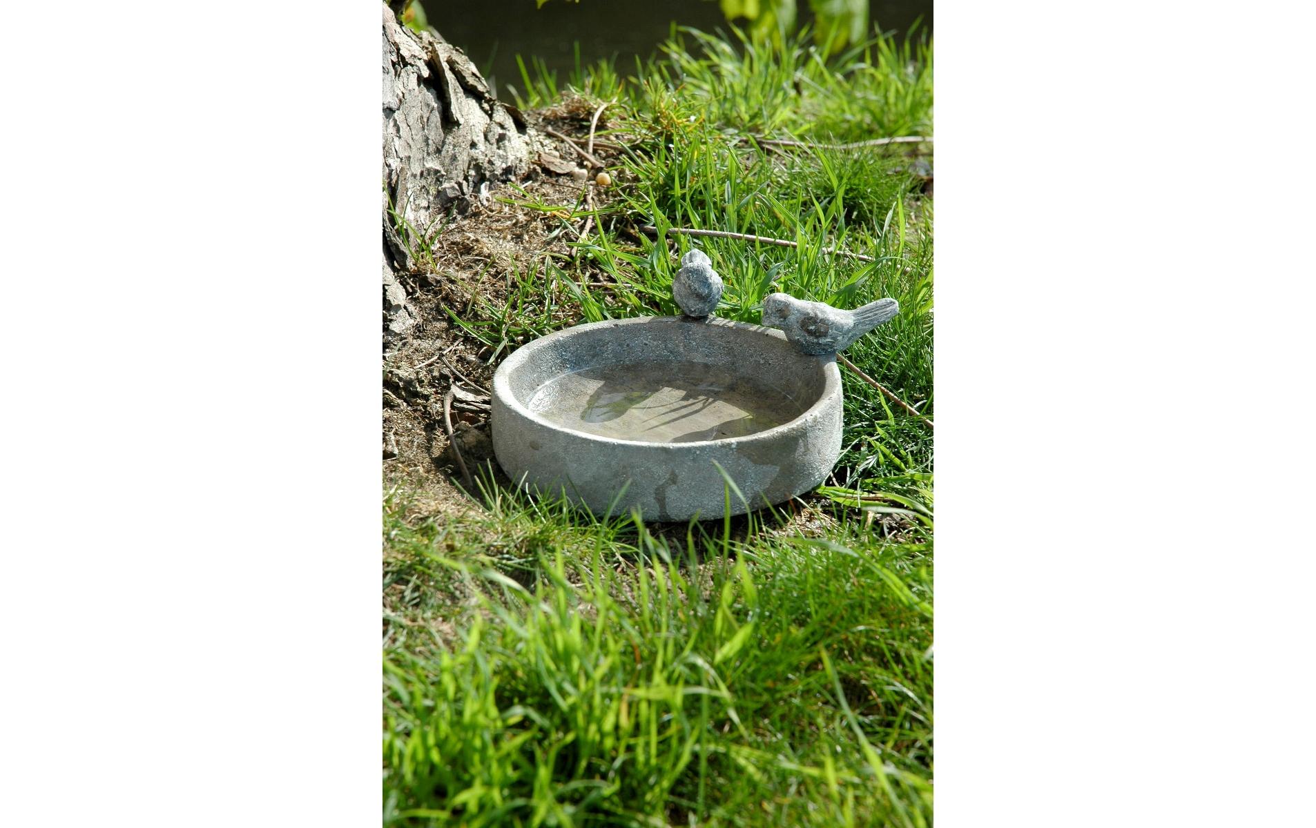 Vogeltränke Pool-Oase, 18 x 18 x 4.5 cm, ZementVogelbad mit Deko-Vögeln