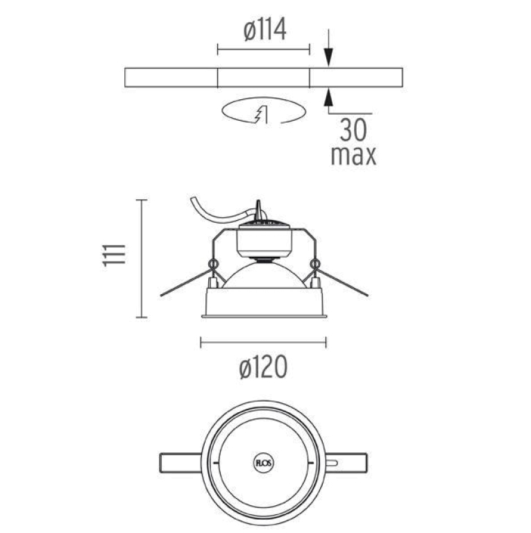 Flos Wan inbouwspot retrofit aluminium