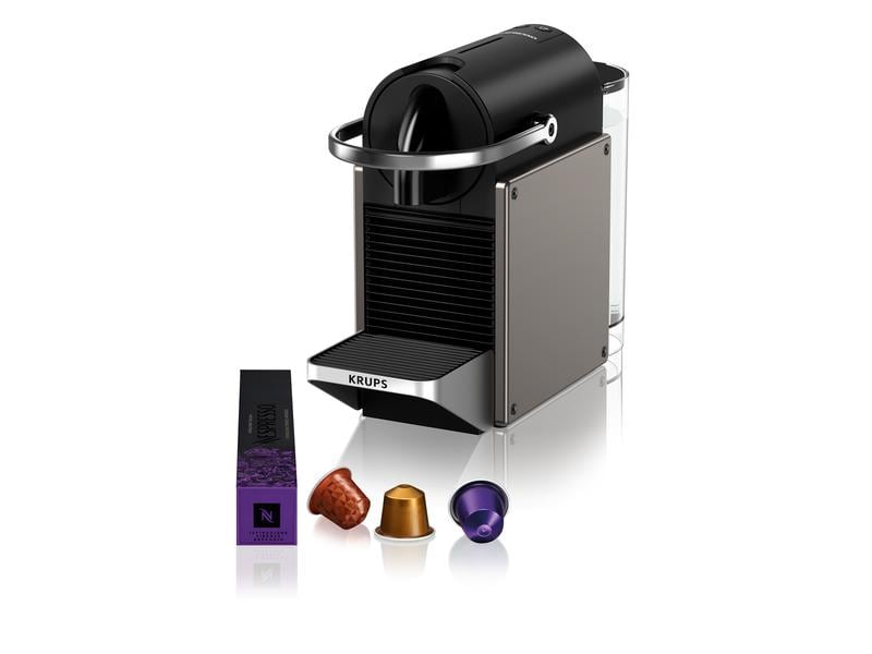 Krups Kaffeemaschine Nespresso Pixie XN306TCH Titan Elegante Kapselmaschine