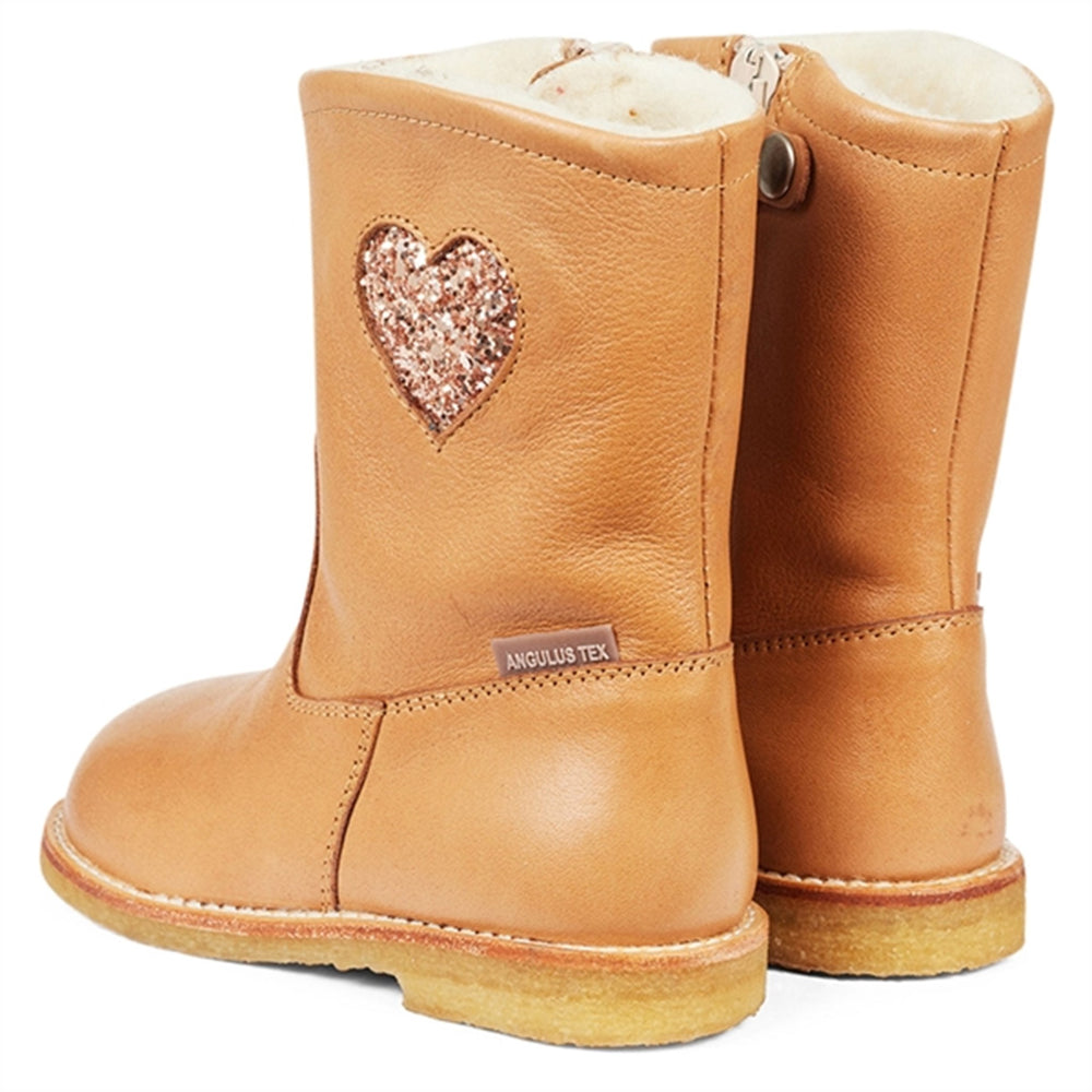 Tex-Støvle Med Lynlås Almond/Maple Glitter