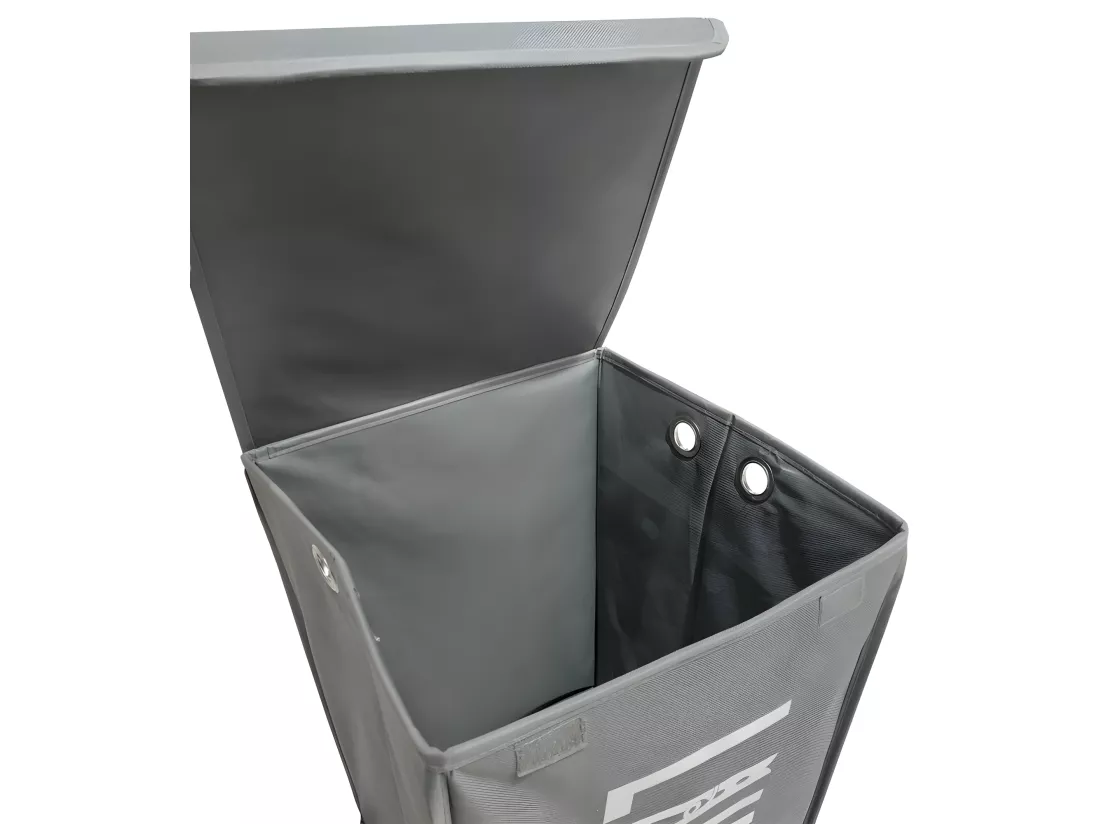 Panier à linge pliant carré en tissu gris avec couvercle - BASKET