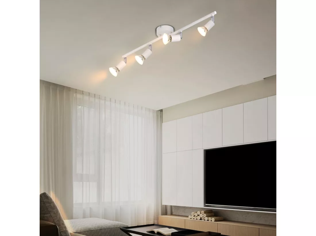 NETTLIFE Plafonnier LED 4 ampoules GU10 plafonnier moderne spot intérieur blanc