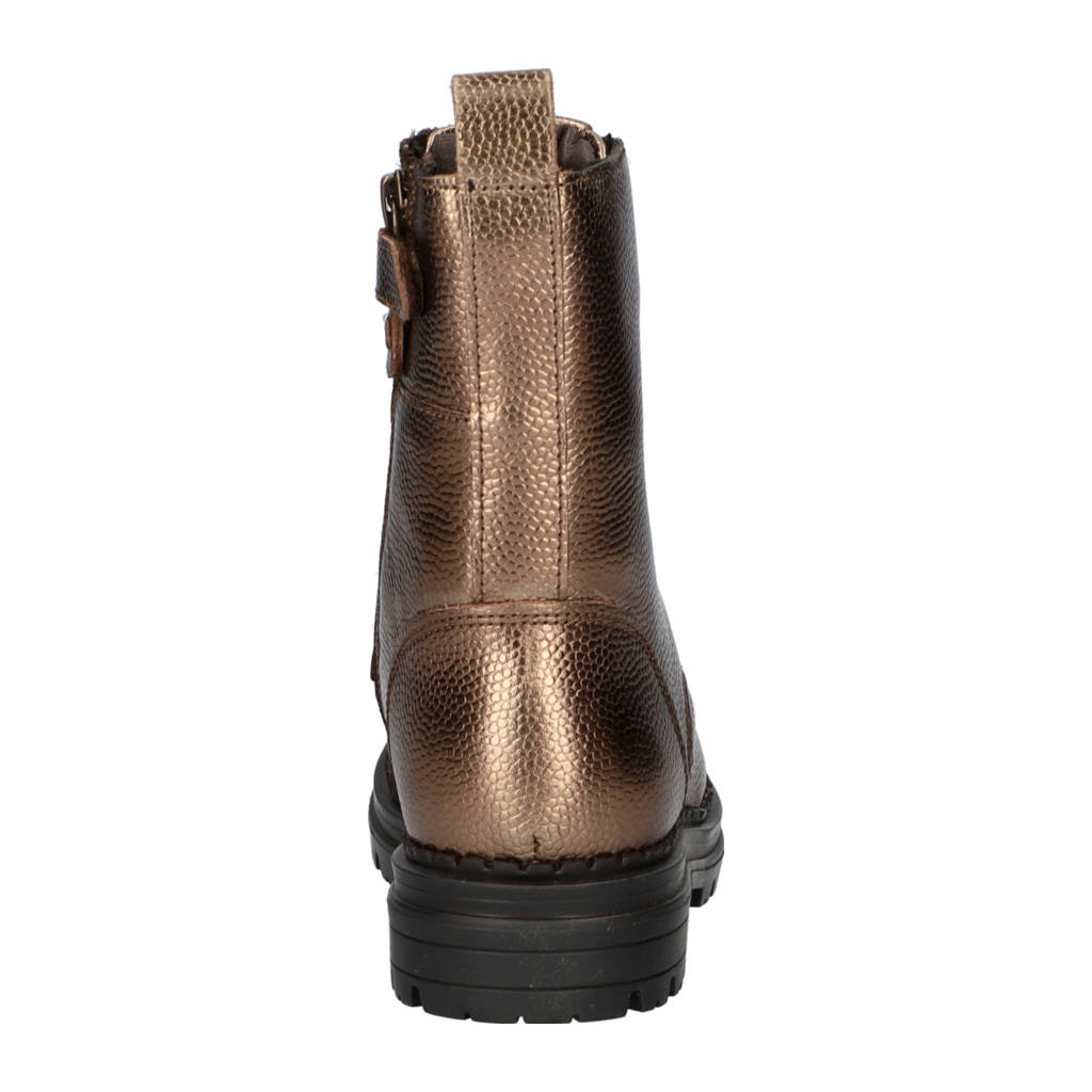 Nelson Kids leren veterboots brons