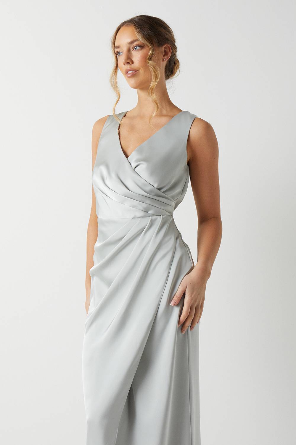 Coast Robe de Demoiselle d'Honneur en Satin avec Détail Taille Froncée