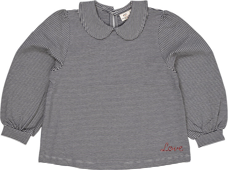 Copenhagen Colors STRIPED BLOUSE W. COLLAR LS Navy/cream