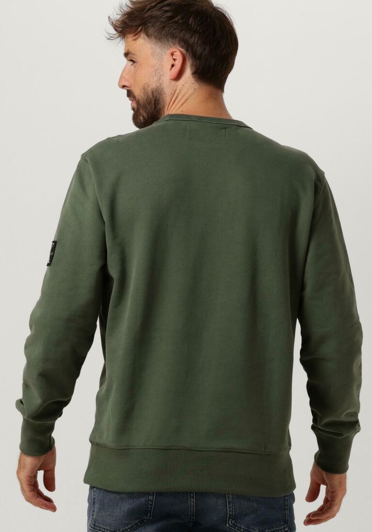 CALVIN KLEIN donkergroene calvin klein sweater badge crew neck