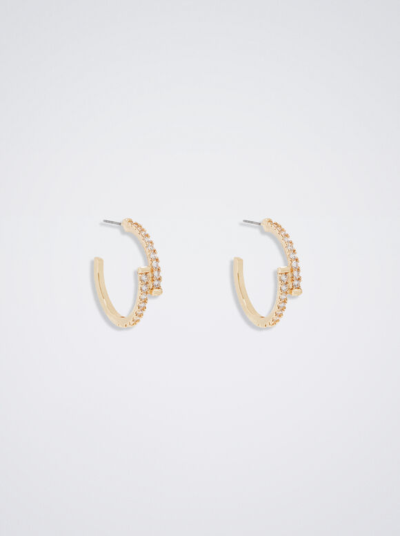 Brincos de argola com zircônia cúbica - Dourado
