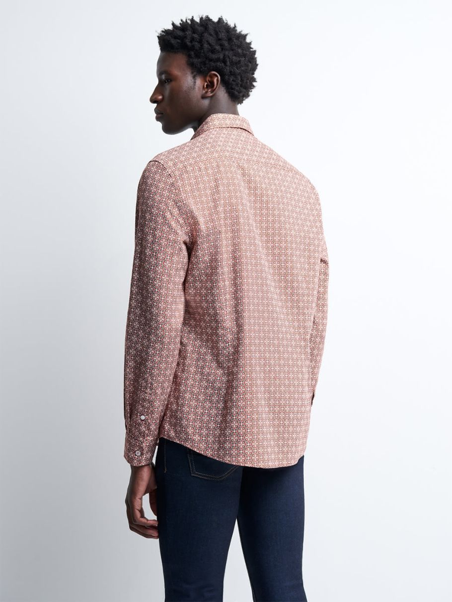 Chemise slim en twill géométrique