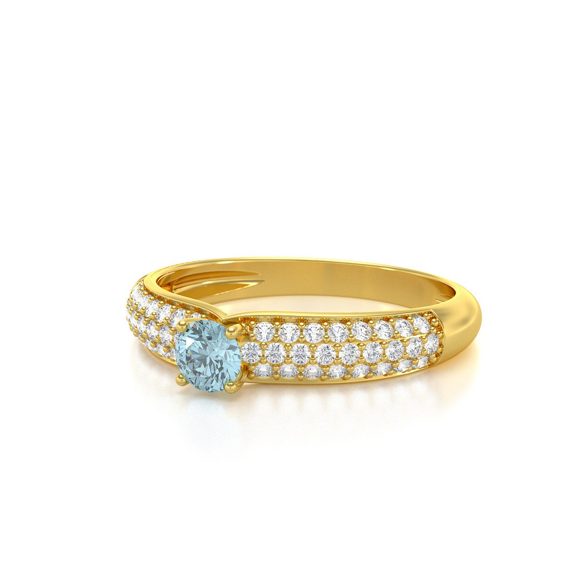 Bague ADEN Or 585 Jaune Aigue-Marine et diamants 1.978grs