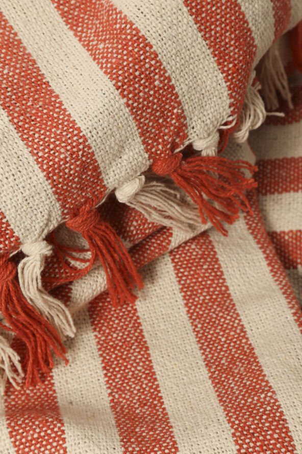 AU Maison Plaid, Stribet-Orange/Natur, 130x180 cm