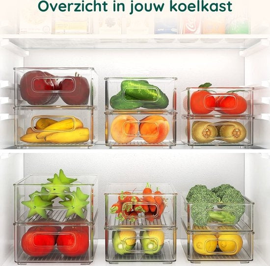 XIVADA Koelkast Organizer Tico - Stapelbaar - 3 maten - Pet - 6 stuks