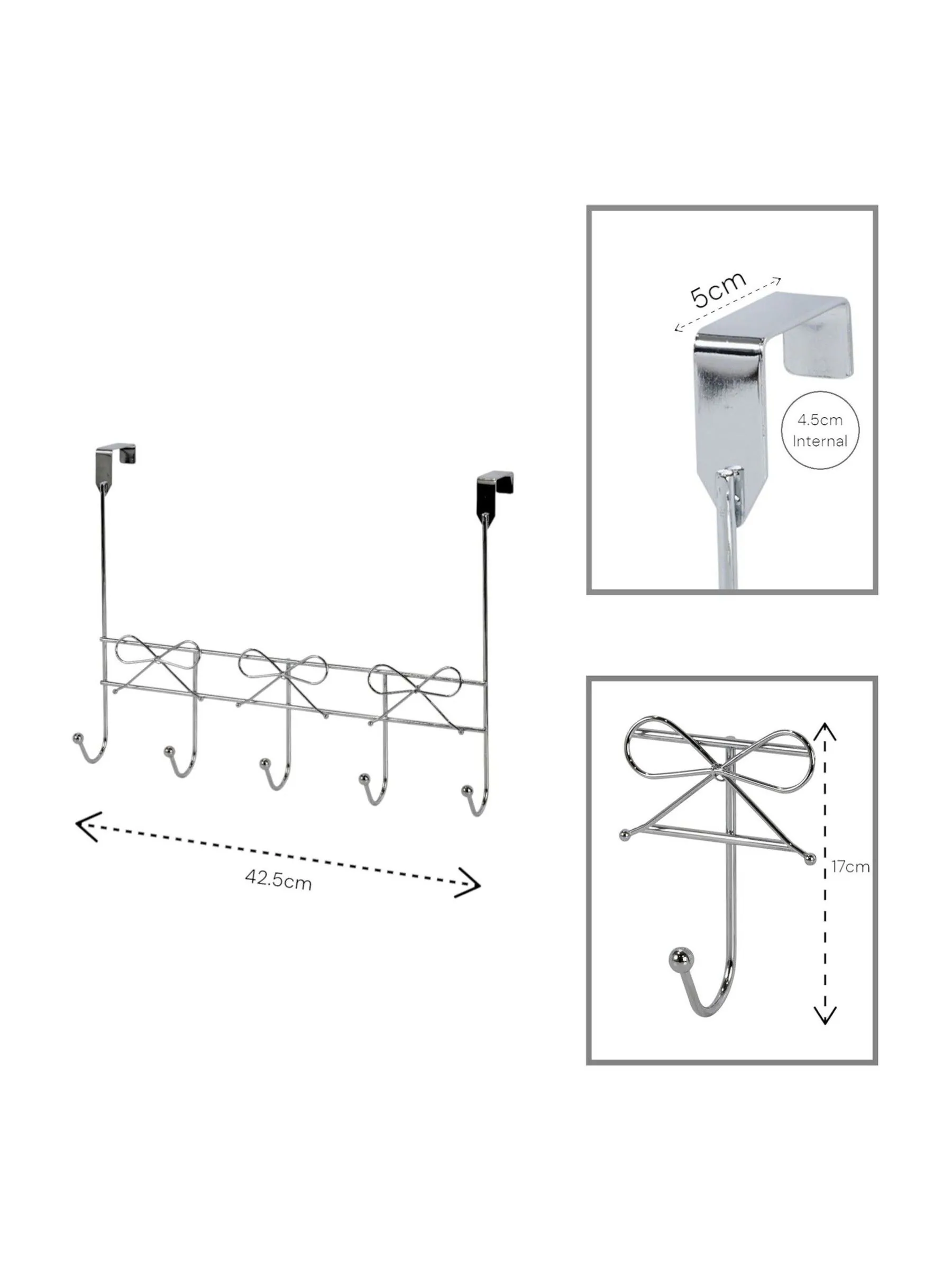 Showerdrape Set of 2 Bows Over Door Storage Hooks
