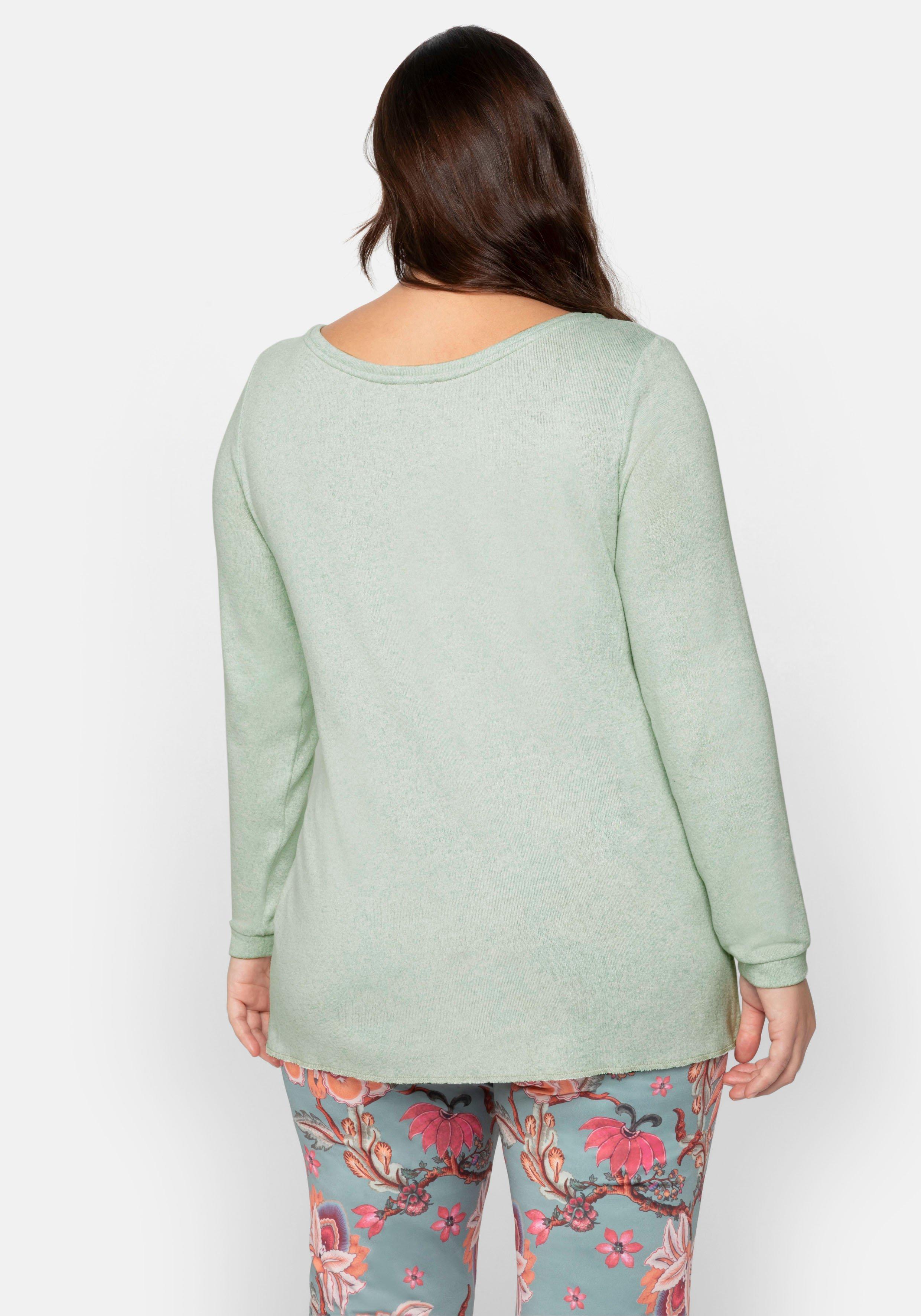 Langarmshirt aus softem Feinstrick, mit Frontdruck