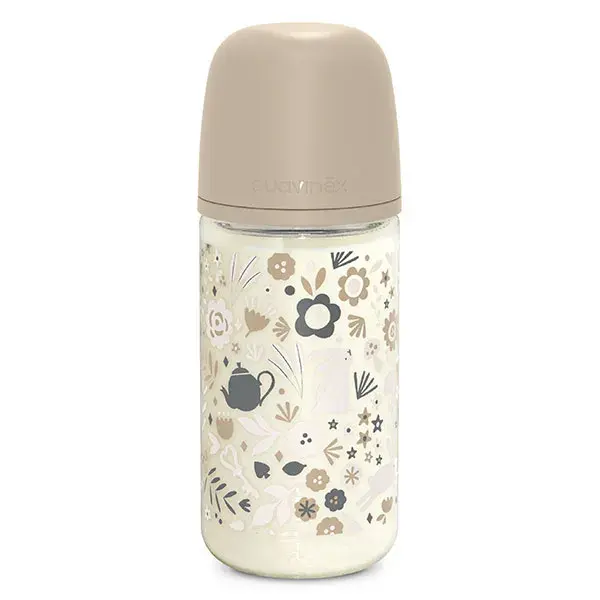 Mamadeira de vidro Suavinex Wonderland com bico SXPro M - Bege Wonderland - 240ml