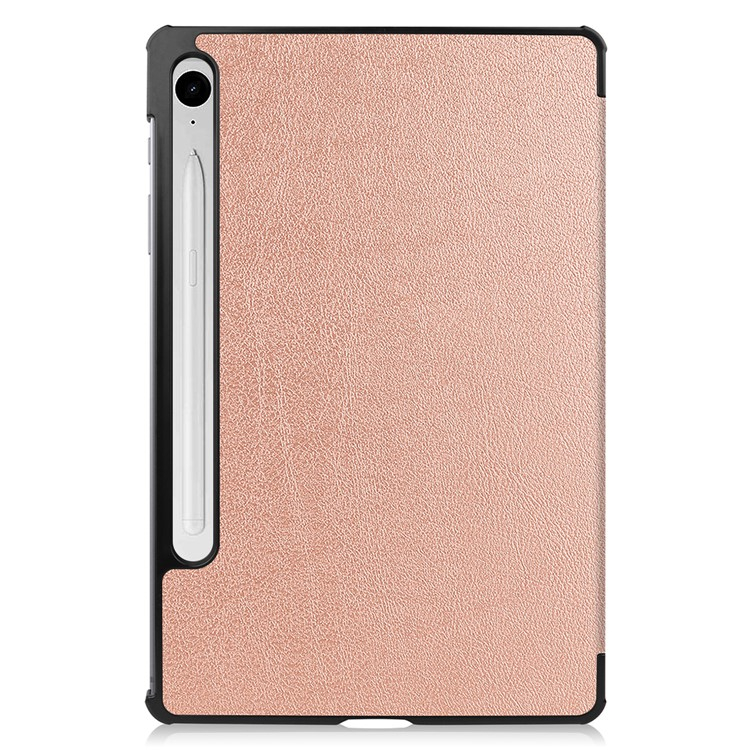Samsung Galaxy Tab S10 FE / Tab S9 FE Flipcase Hülle Ledertasche mit Aufstellfunktion Litchi Look   S-Pen Halterung - Roségold
