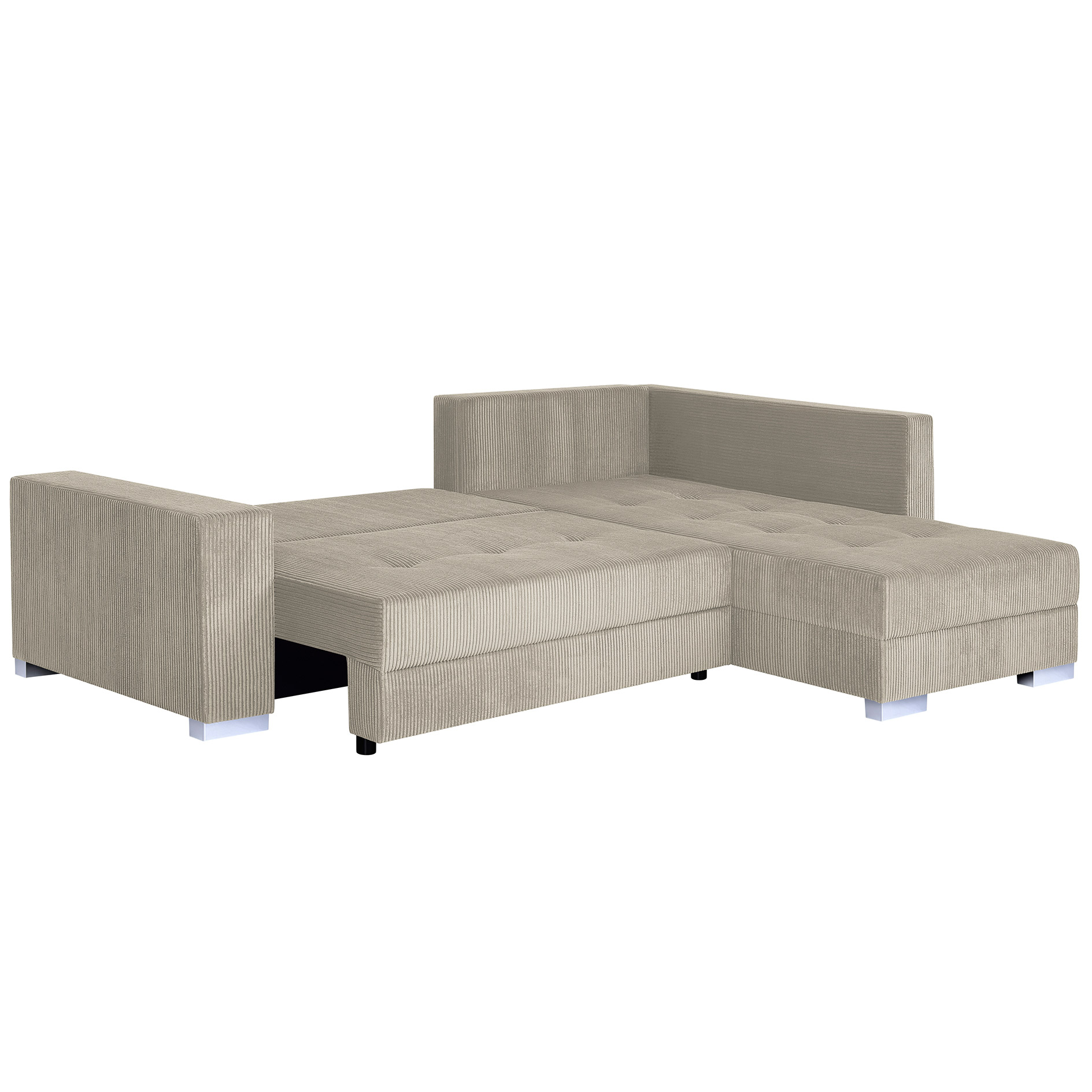 Ecksofa - cream - Cord - Liegefunktion - beidseitig montierbar