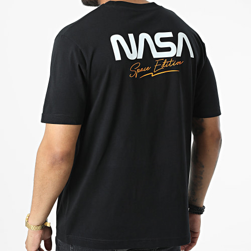 Tee Shirt Oversize Large Space Edition Noir Orange Fluo