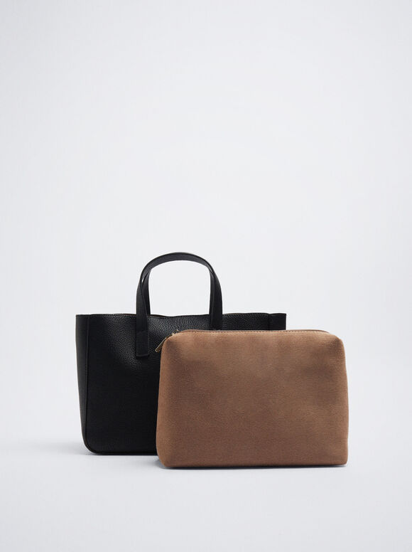 Bolsa tote com bolso removível - Preta