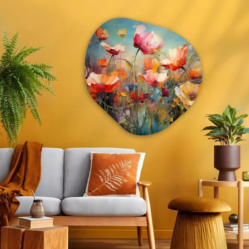 MuchoWow Wand decoratie 90x90cm Bloemen Watercolor Kunst