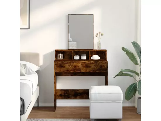 Coiffeuse avec miroir chêne fumé 80x41x144,5 cm