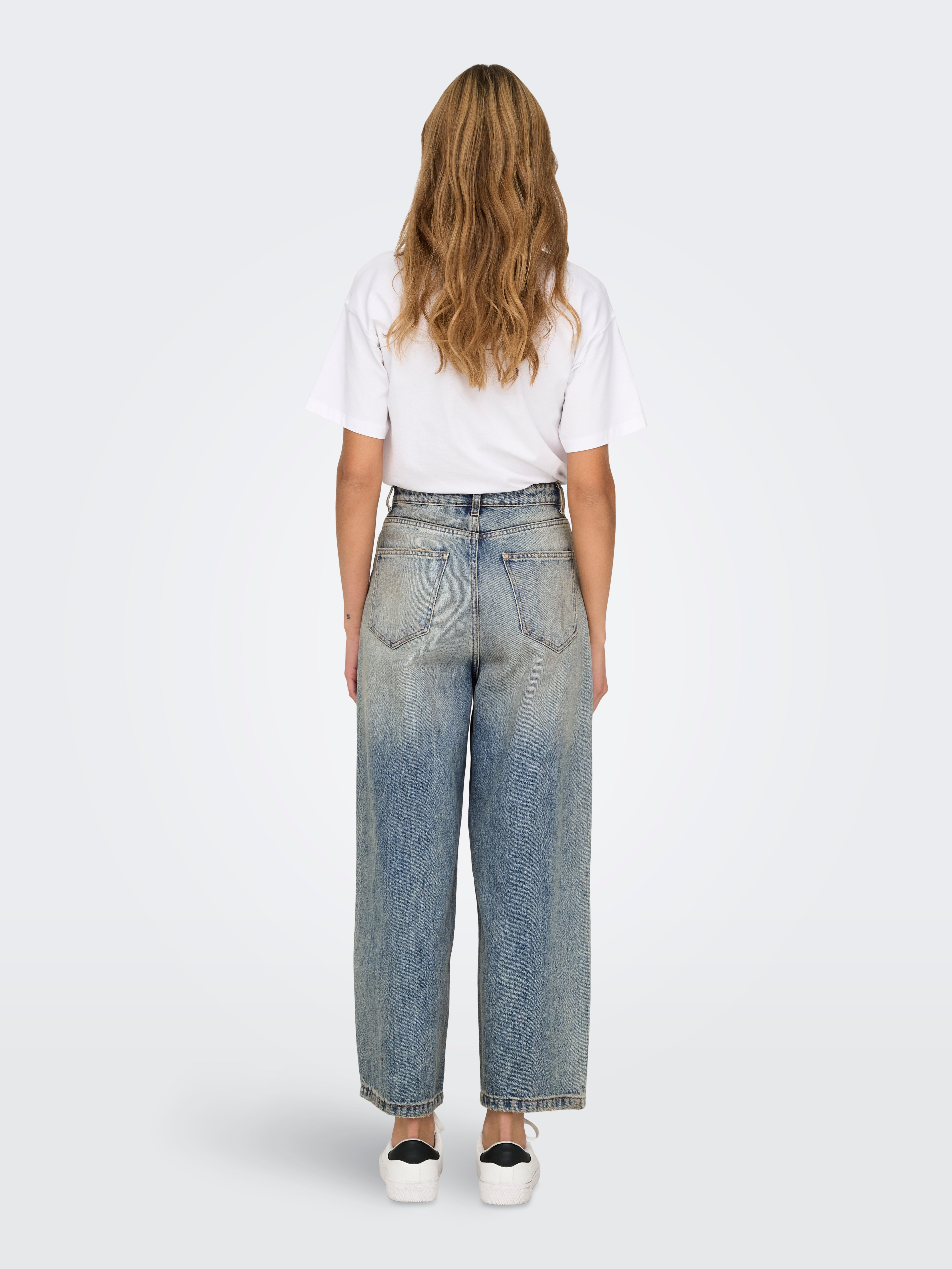 ONLLAFAYETTE Mittlere Taille Weiter Beinschnitt Jeans Light Blue Denim