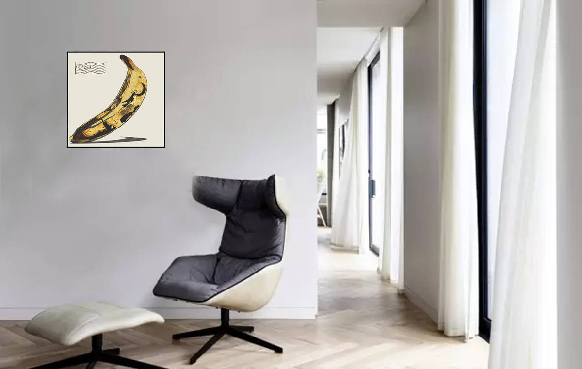 Wandbild - Banana - Handarbeit - 42x42 cm
