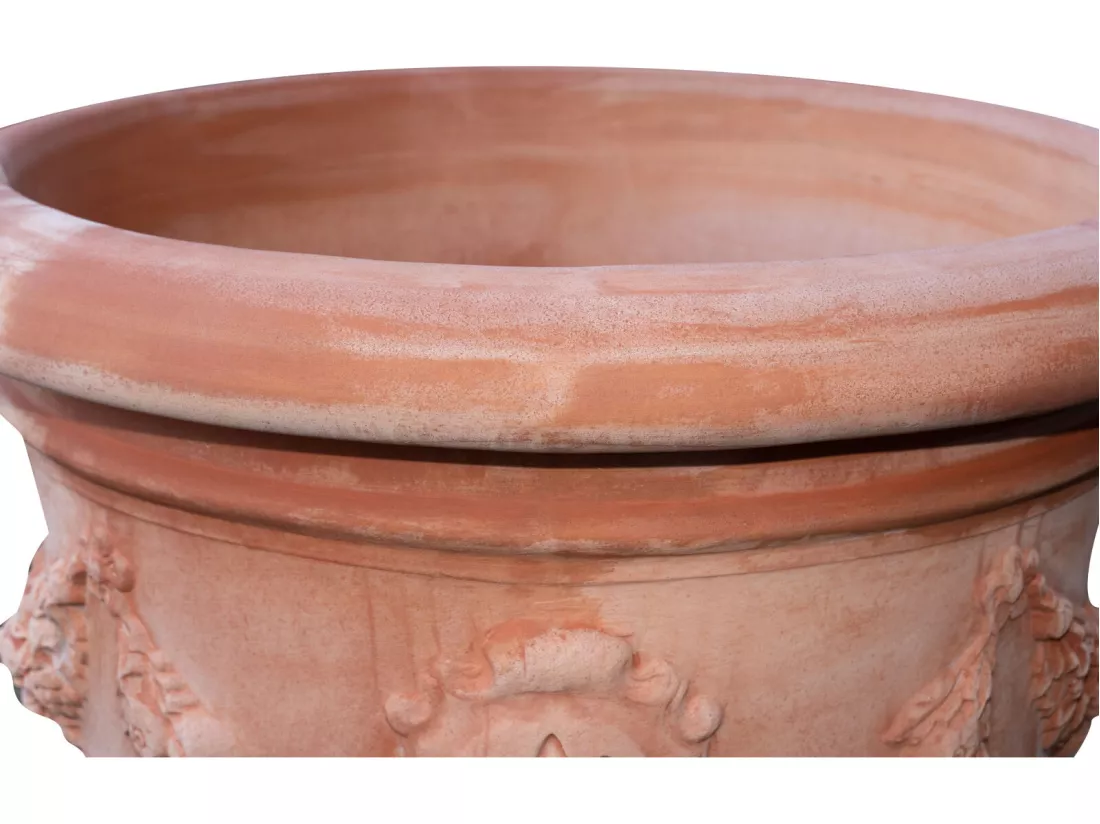 Vase Terre Cuite Toscane - Grand pot pour plantes et fleurs d'extérieur 72x61cm - Décoré à la main et fabriqué en Italie