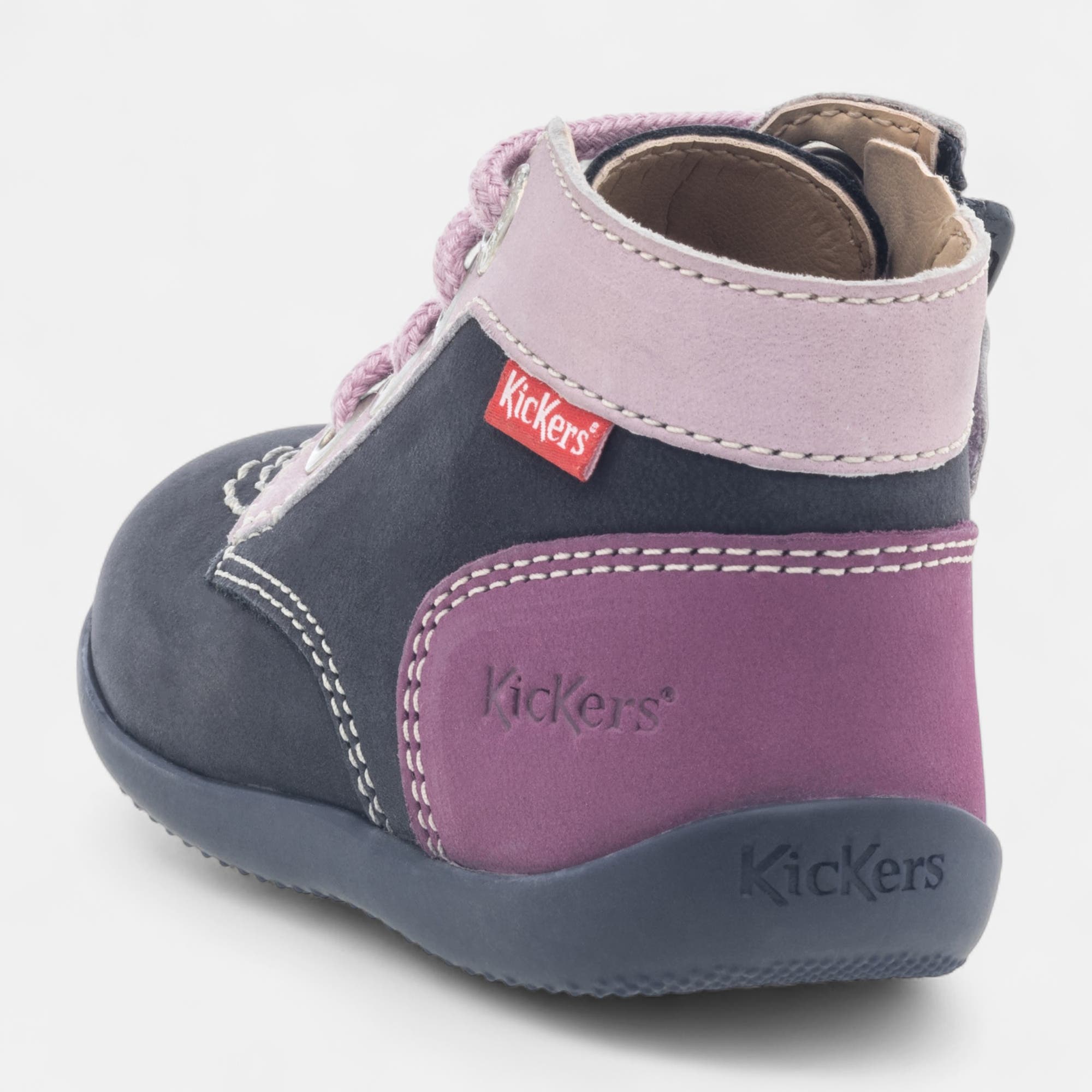 Baskets hautes Bébé fille en cuir bleu marine