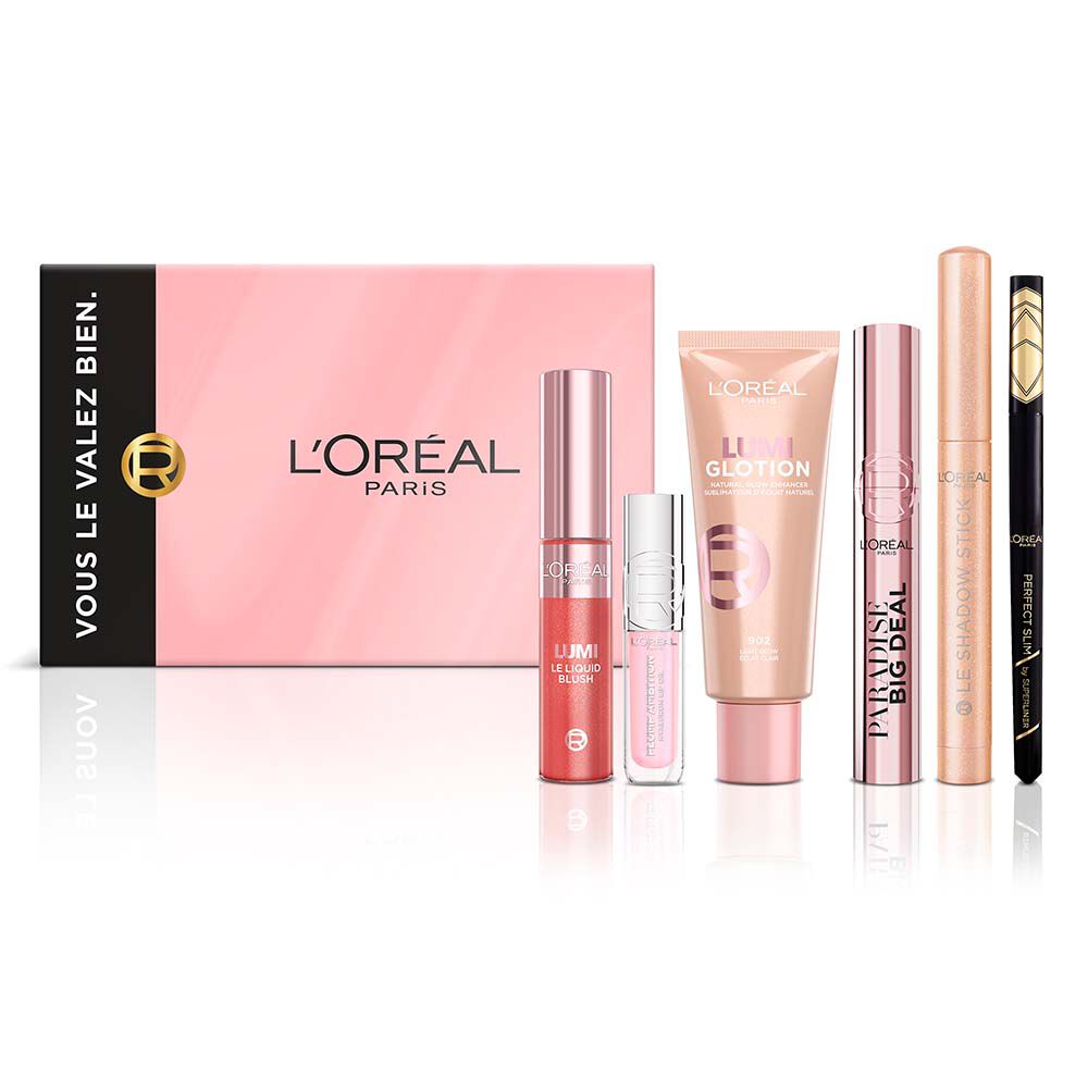 Coffret LUMI 6 Produits Maquillage Visage & Yeux : Mascara, Eyeliner, Fard à Paupières, Enlumineur, Blush, Huile à Lèvres