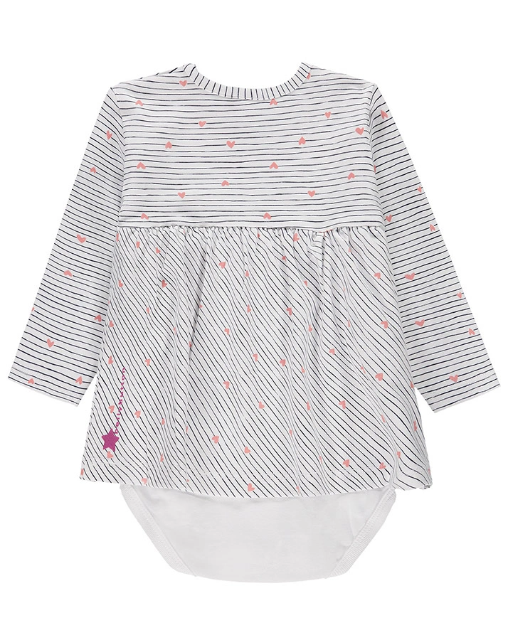 Langarmbody-Kleid SWEETHEART gestreift in offwhite