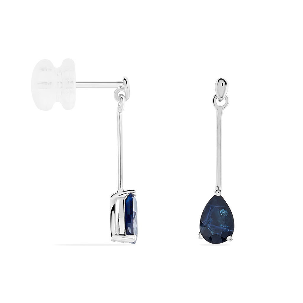 Boucles D'oreilles Pendantes Goutte Or Blanc Saphir