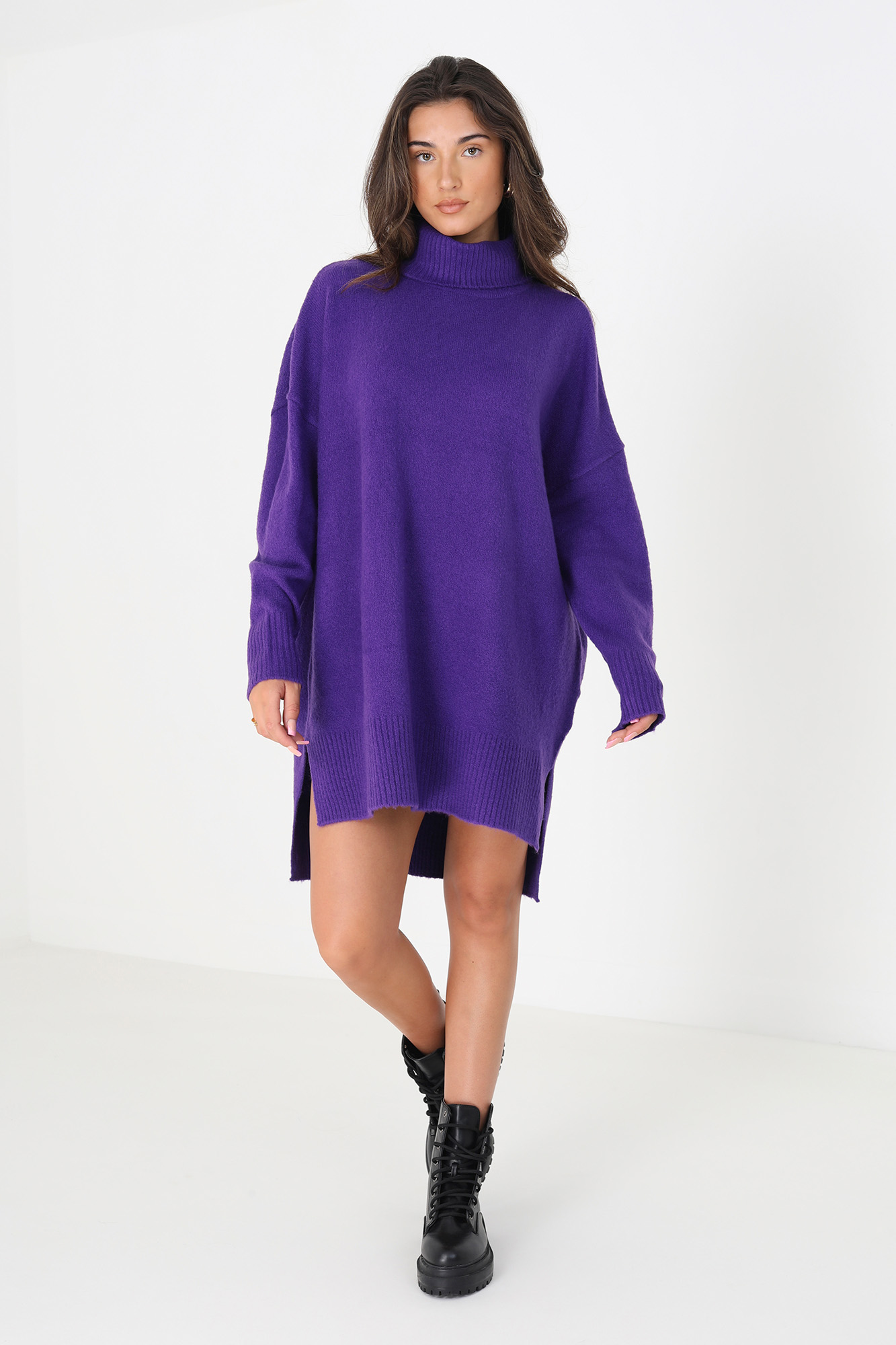 Suéter oversized com gola alta