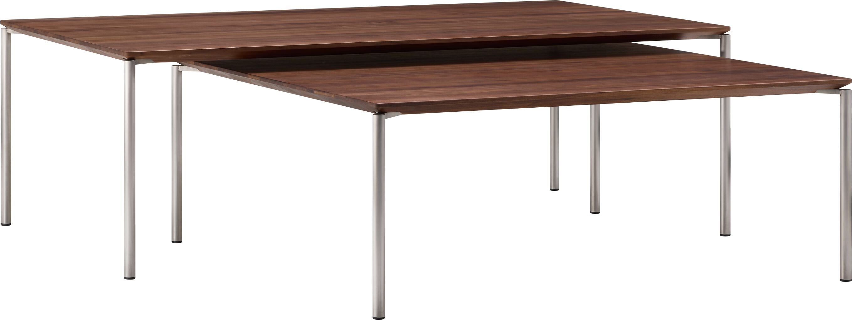 BAO Salontisch - Nussbaum massiv / Edelstahl / B: 90.0 cm x T: 90.0 cm x H: 35.0 cm