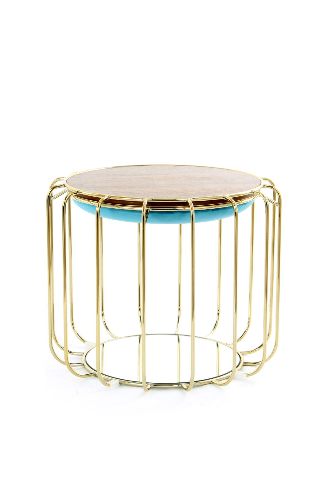 Tisch-Hocker COMFORTABLE - grün-gold - Metall