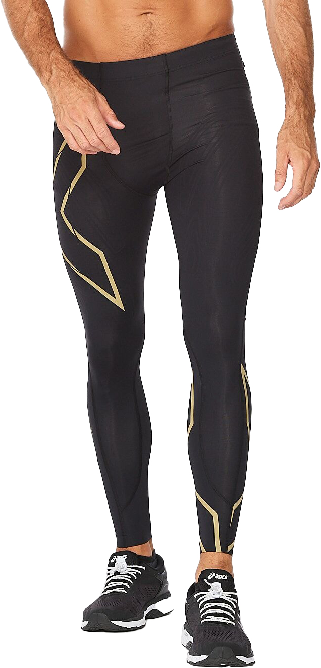 MCS Run Compression Tights Herre Black/Gold Reflective