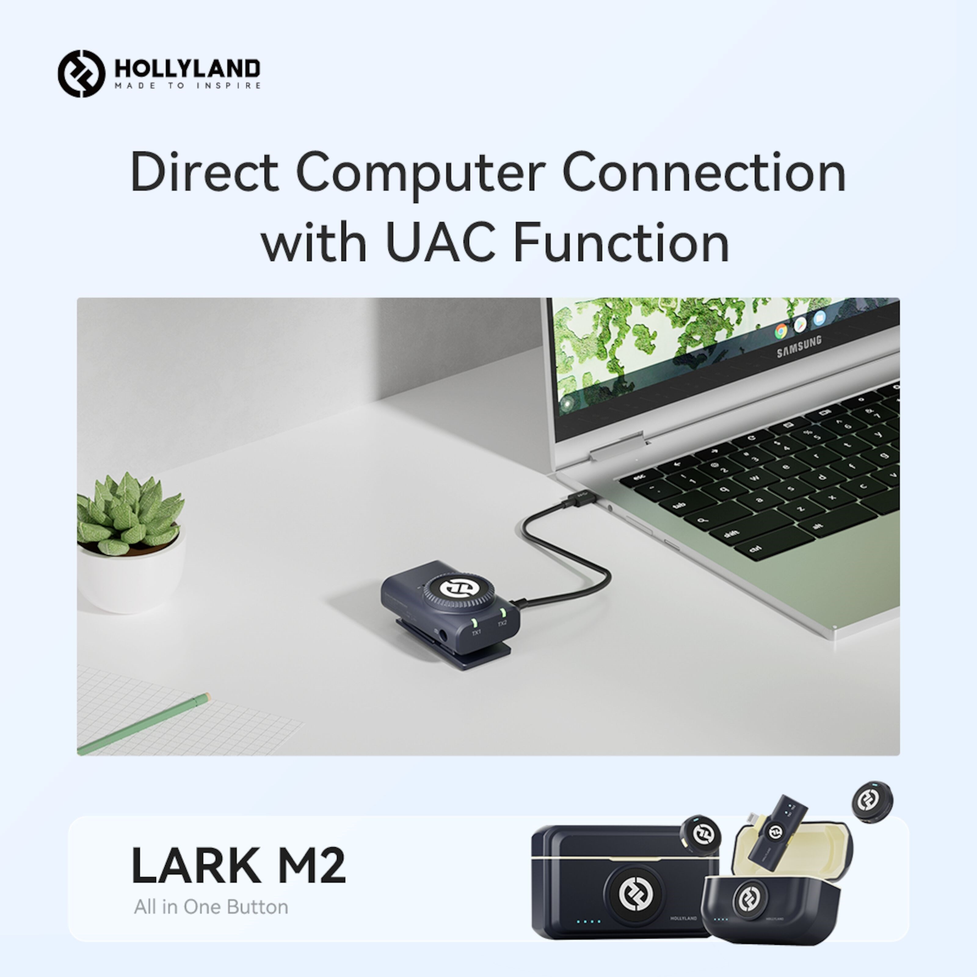 Hollyland Lark M2 Combo Trådløst mikrofonsystem