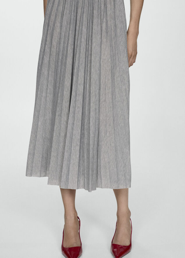 MANGO Pleated long dress Medium grey