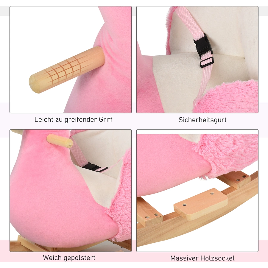 HOMCOM Kinder Schaukeltier als Flamingo rosa