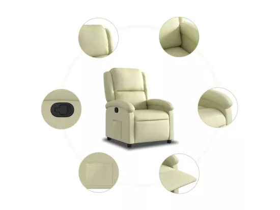 Fauteuil inclinable crème cuir véritable