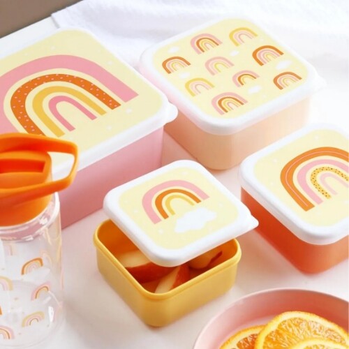 A little lovely company lunchbox set - regenbogen - 4st