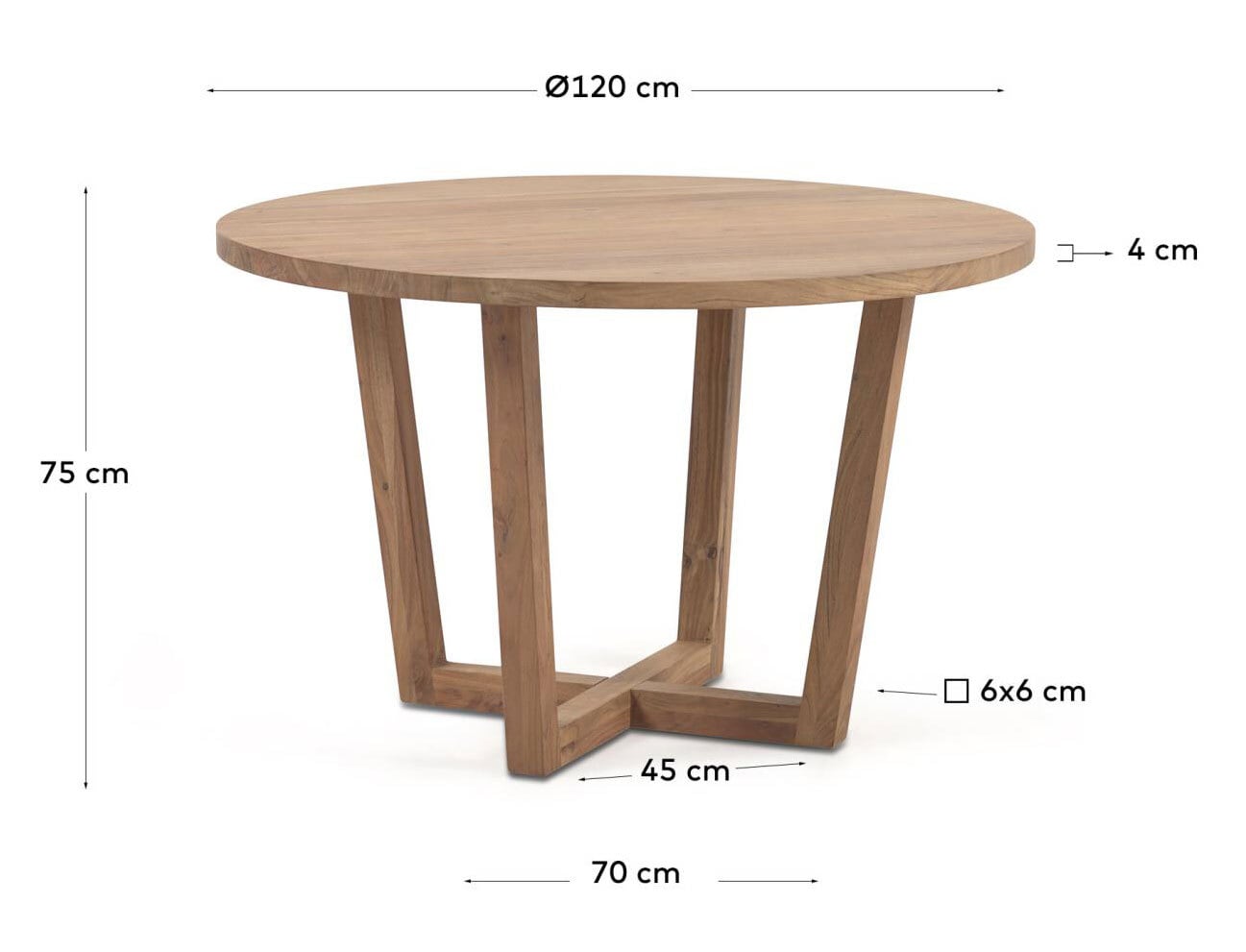Kave Home Esstisch NAHLA rund 120 x 75 cm Akazie braun