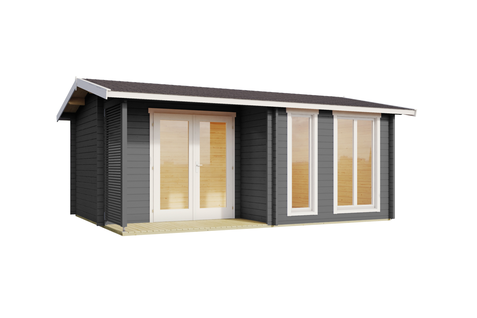 Gartenhaus BRIGHTON 44 - carbongrau - Fichte massiv - 520x370 cm