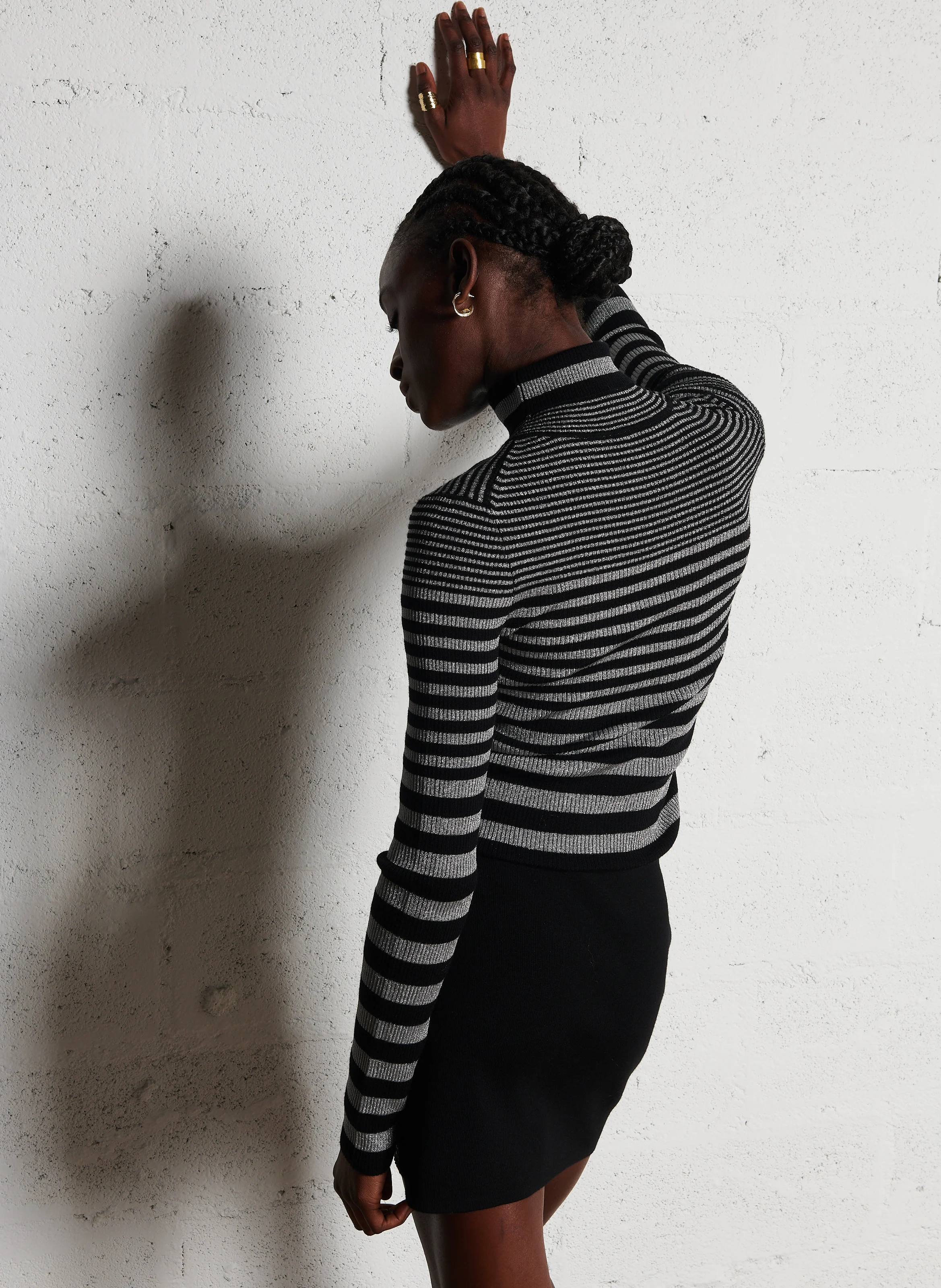 Pull col roulé en laine mélangée | Argent