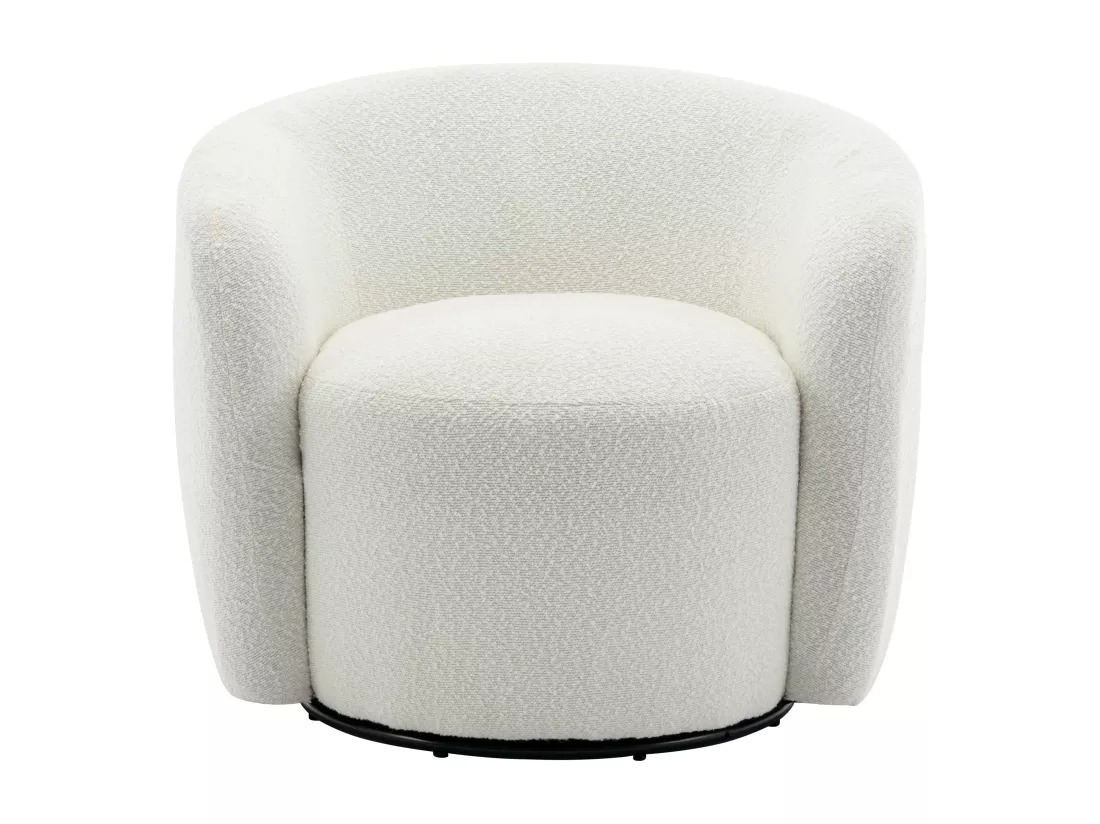 Fauteuil pivotant en tissu bouclette blanc VEREIDE