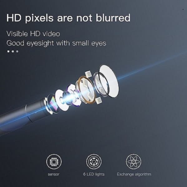 INF Visuell ørerenser med kamera og LED-lys Sort