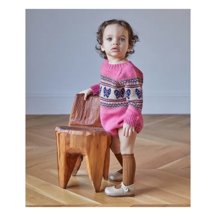 Oeuf NYC Barboteuse Manches Longues Baby Alpaga Papillon | Rose