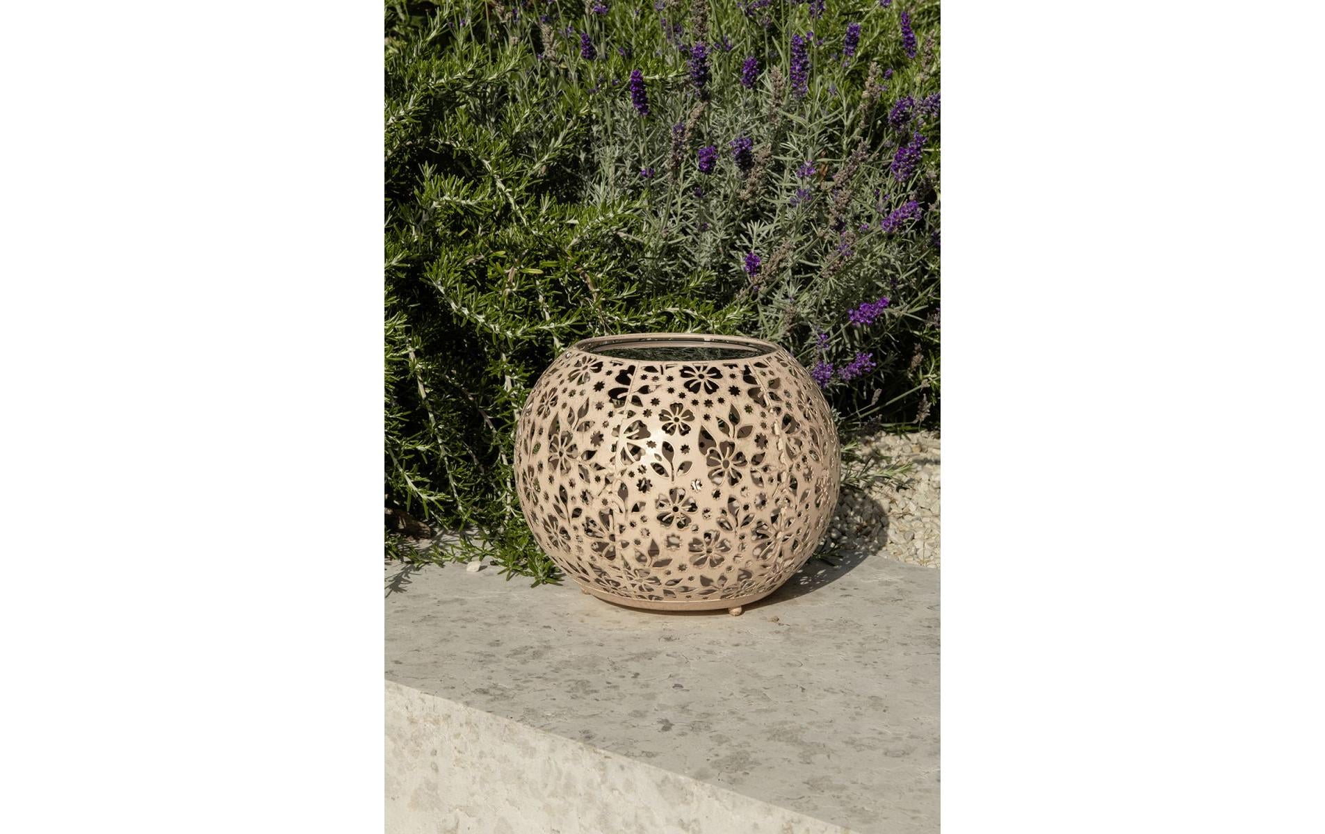 Windlicht Solar Antic Globe Carrera Ø 22 cm, HellrosaSolarleuchte zum Aufstellen