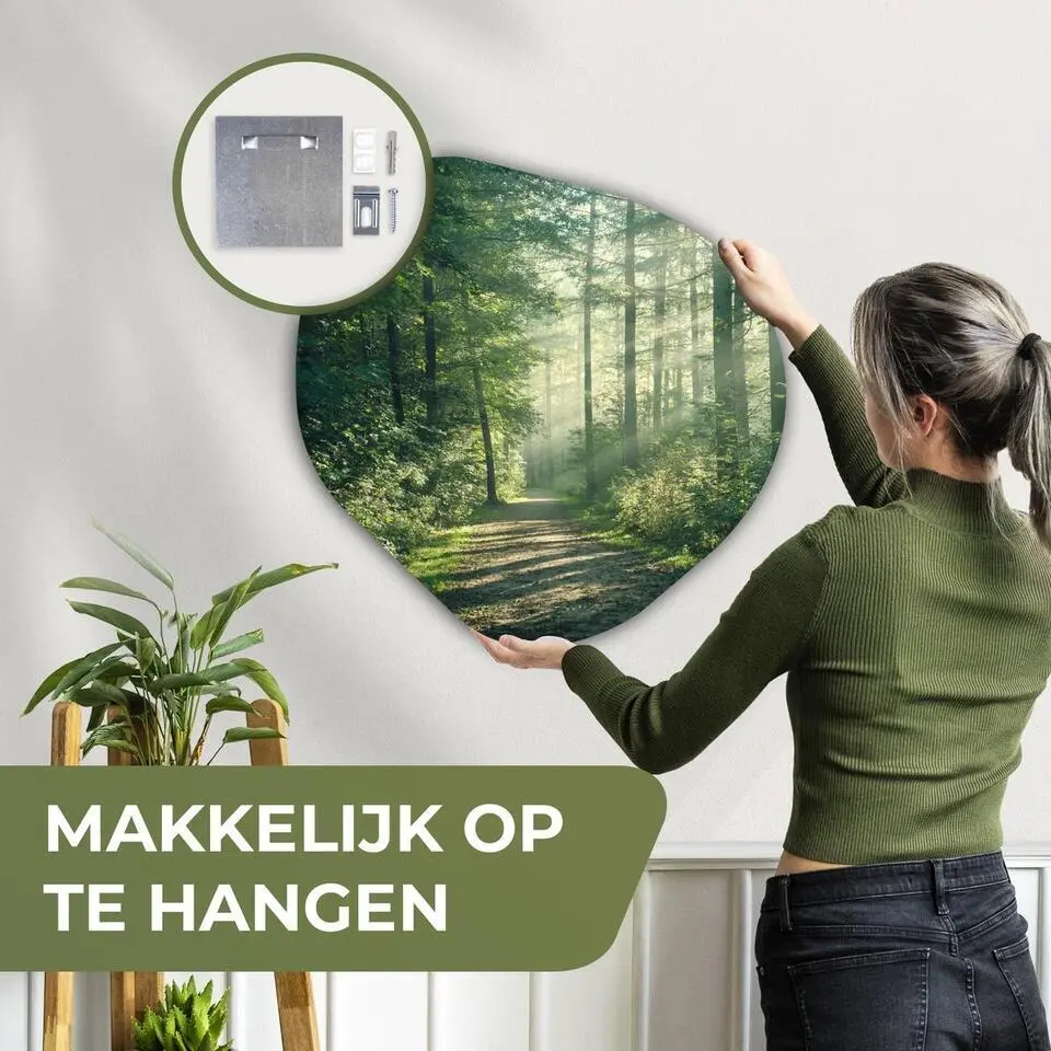 MuchoWow Wand decoratie 60x60cm Bos Pad Zon Bomen Groen