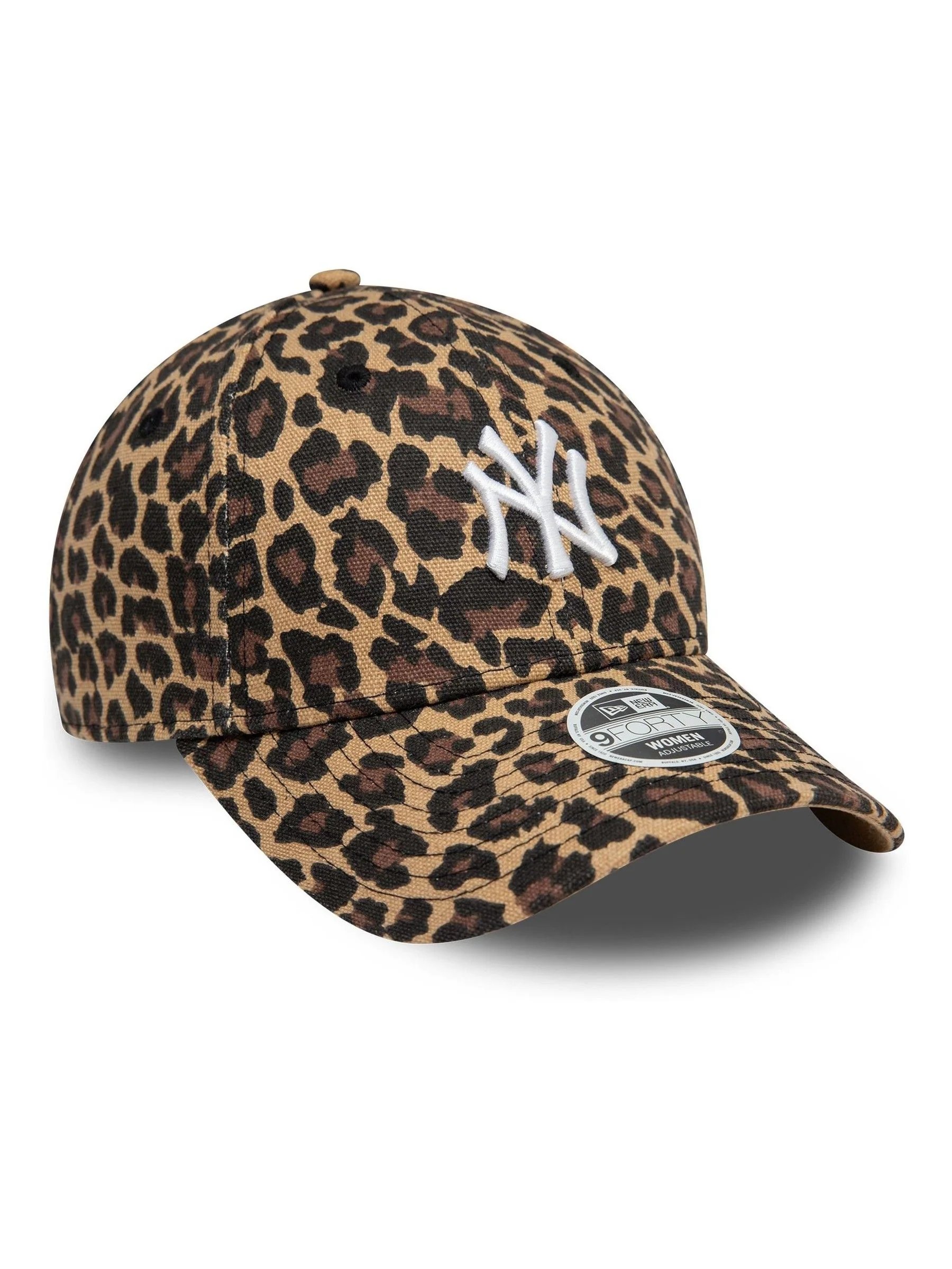 New Era zwarte pet met luipaardprint 100% katoen