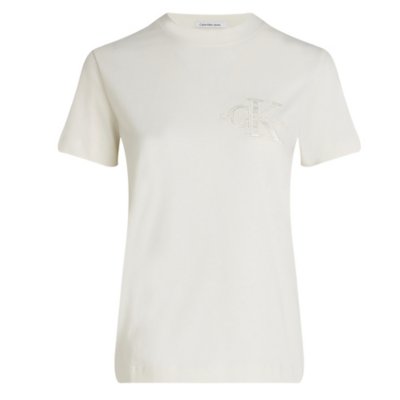 Tee-shirt à manches courtes femme Satin Applique CALVIN KLEIN